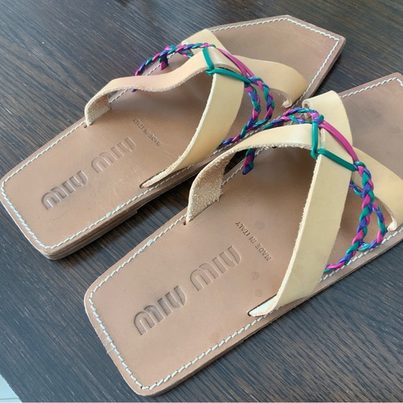 Miu Miu Leather Slides - Picture 2 of 8